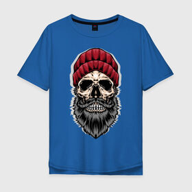 Мужская футболка хлопок Oversize с принтом Hipster в Санкт-Петербурге, 100% хлопок | свободный крой, круглый ворот, “спинка” длиннее передней части | beard | cap | cool | fashion | grin | hipster | hype | jaw | moustache | orbits | skull | teeth | борода | глазницы | зубы | круто | мода | оскал | пасть | усы | хайп | череп | шапка