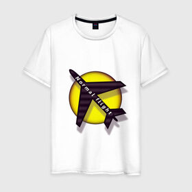 Мужская футболка хлопок с принтом Полет нормальный в Санкт-Петербурге, 100% хлопок | прямой крой, круглый вырез горловины, длина до линии бедер, слегка спущенное плечо. | воздух | нормально | полет | самолет | солнце
