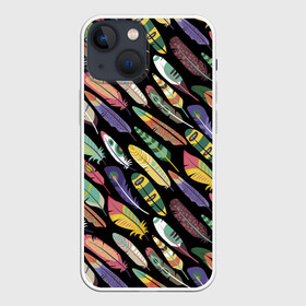 Чехол для iPhone 13 mini с принтом Feathers 2022 в Санкт-Петербурге,  |  | color | cool | fashion | feather | hipster | круто | мода | перо | хипстер | цвет