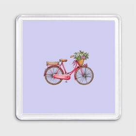 Магнит 55*55 с принтом Bicycle в Санкт-Петербурге, Пластик | Размер: 65*65 мм; Размер печати: 55*55 мм | букет | велосипед | лето | цветы