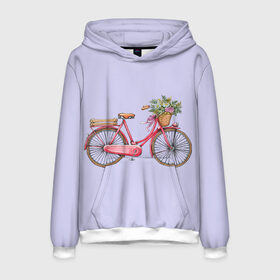 Мужская толстовка 3D с принтом Bicycle в Санкт-Петербурге, 100% полиэстер | двухслойный капюшон со шнурком для регулировки, мягкие манжеты на рукавах и по низу толстовки, спереди карман-кенгуру с мягким внутренним слоем. | букет | велосипед | лето | цветы