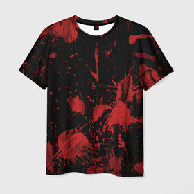 Мужская футболка 3D с принтом Пятна кровавой краски в Санкт-Петербурге, 100% полиэфир | прямой крой, круглый вырез горловины, длина до линии бедер | 