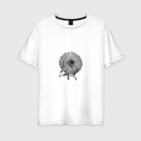 Женская футболка хлопок Oversize с принтом Flower в Санкт-Петербурге, 100% хлопок | свободный крой, круглый ворот, спущенный рукав, длина до линии бедер
 | 