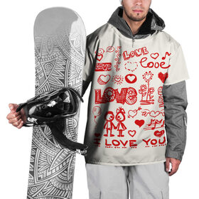 Накидка на куртку 3D с принтом Детская любовь, в Санкт-Петербурге, 100% полиэстер |  | дети | детские рисунки | любовь | сердечки | я тебя люблю.