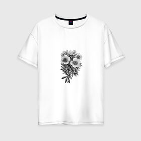 Женская футболка хлопок Oversize с принтом Flower в Санкт-Петербурге, 100% хлопок | свободный крой, круглый ворот, спущенный рукав, длина до линии бедер
 | 