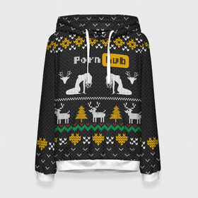 Женская толстовка 3D с принтом Pornhub свитер с оленями в Санкт-Петербурге, 100% полиэстер  | двухслойный капюшон со шнурком для регулировки, мягкие манжеты на рукавах и по низу толстовки, спереди карман-кенгуру с мягким внутренним слоем. | 2021 | knit | knitted | merch | new year | sweater | ugly sweater | вязанный | вязяный | зимний | лого | логотип | мерч | новый год | олени | рождественский | рождественский свитер | рождес