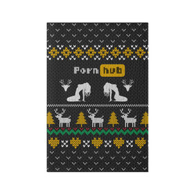 Обложка для паспорта матовая кожа с принтом Pornhub свитер с оленями в Санкт-Петербурге, натуральная матовая кожа | размер 19,3 х 13,7 см; прозрачные пластиковые крепления | Тематика изображения на принте: 2021 | knit | knitted | merch | new year | sweater | ugly sweater | вязанный | вязяный | зимний | лого | логотип | мерч | новый год | олени | рождественский | рождественский свитер | рождес