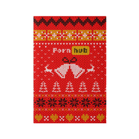 Обложка для паспорта матовая кожа с принтом Pornhub рождественский свитер в Санкт-Петербурге, натуральная матовая кожа | размер 19,3 х 13,7 см; прозрачные пластиковые крепления | 2021 | christmas | knit | knitted | merch | new year | sweater | ugly sweater | вязанный | вязяный | зимний | лого | логотип | мерч | новый год | олени | рождественский | рождество