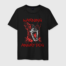 Мужская футболка хлопок с принтом Осторожно, злая собака! в Санкт-Петербурге, 100% хлопок | прямой крой, круглый вырез горловины, длина до линии бедер, слегка спущенное плечо. | angry | angry dog | cyber | cyber dog | cyberpunk | dog | злая собака | злость | кибер | кибер собака | киберпанк | собака