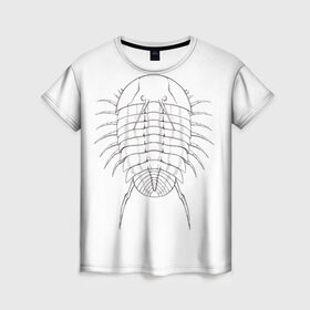 Женская футболка 3D с принтом трилобит агрессивный в Санкт-Петербурге, 100% полиэфир ( синтетическое хлопкоподобное полотно) | прямой крой, круглый вырез горловины, длина до линии бедер | агрессия | доисторические животные | жуткие животные | насекомые | палеонтология | трилобиты