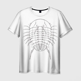 Мужская футболка 3D с принтом трилобит агрессивный в Санкт-Петербурге, 100% полиэфир | прямой крой, круглый вырез горловины, длина до линии бедер | Тематика изображения на принте: агрессия | доисторические животные | жуткие животные | насекомые | палеонтология | трилобиты