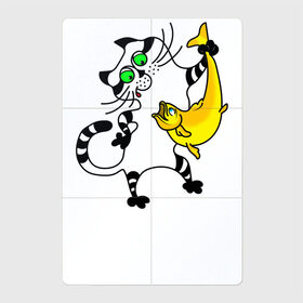 Магнитный плакат 2Х3 с принтом Золотая рыбка в Санкт-Петербурге, Полимерный материал с магнитным слоем | 6 деталей размером 9*9 см | Тематика изображения на принте: cat | золотая рыбка | кот. кошка. котик | котенок | коты