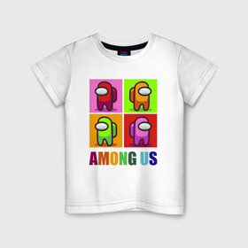 Детская футболка хлопок с принтом Among us rainbow в Санкт-Петербурге, 100% хлопок | круглый вырез горловины, полуприлегающий силуэт, длина до линии бедер | Тематика изображения на принте: among | us | амонг ас | нас | среди