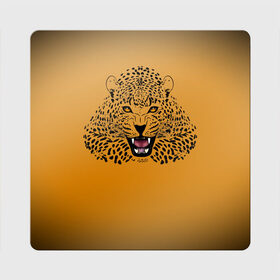 Магнит виниловый Квадрат с принтом Леопард в Санкт-Петербурге, полимерный материал с магнитным слоем | размер 9*9 см, закругленные углы | big cat | cat | leopard | кот | кошка | леопард