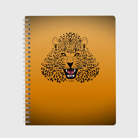 Тетрадь с принтом Леопард в Санкт-Петербурге, 100% бумага | 48 листов, плотность листов — 60 г/м2, плотность картонной обложки — 250 г/м2. Листы скреплены сбоку удобной пружинной спиралью. Уголки страниц и обложки скругленные. Цвет линий — светло-серый
 | Тематика изображения на принте: big cat | cat | leopard | кот | кошка | леопард