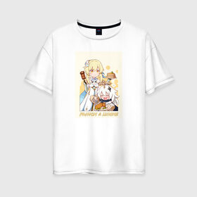 Женская футболка хлопок Oversize с принтом Genshin Impact в Санкт-Петербурге, 100% хлопок | свободный крой, круглый ворот, спущенный рукав, длина до линии бедер
 | anime | genshin impact | genshin impact аниме | sucrose | wifu | аниме | вайфу | геншн импакт