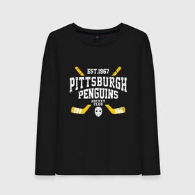 Женский лонгслив хлопок с принтом Pittsburgh Penguins в Санкт-Петербурге, 100% хлопок |  | hockey | nhl | penguins | pittsburg | pittsburgh | pittsburgh penguins | usa | нхл | пингвинз | питтсбург | питтсбург пингвинз | спорт | сша | хоккей | шайба