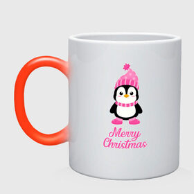 Кружка хамелеон с принтом Пингвин в Санкт-Петербурге, керамика | меняет цвет при нагревании, емкость 330 мл | 2021 | merry christmas | белка | год быка | дед мороз | детская | дух  рождества | дух нового года | енот | животное | лиса | милый пингвин | новогодняя | пенгвин | пингвин | пингвиненок | пингвины | праздник