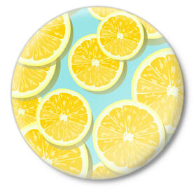 Значок с принтом лимончики в Санкт-Петербурге,  металл | круглая форма, металлическая застежка в виде булавки | еда | лимон | фрукты | цитрусы