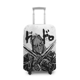 Чехол для чемодана 3D с принтом Кайман с мечами Дорохедоро в Санкт-Петербурге, 86% полиэфир, 14% спандекс | двустороннее нанесение принта, прорези для ручек и колес | anime | caiman | dorohedoro | manga | аниме | дорохедоро | кайман | манга