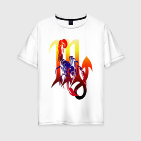Женская футболка хлопок Oversize с принтом знак зодиака скорпион в Санкт-Петербурге, 100% хлопок | свободный крой, круглый ворот, спущенный рукав, длина до линии бедер
 | 