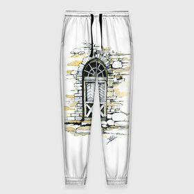 Мужские брюки 3D с принтом Старая дверь в Санкт-Петербурге, 100% полиэстер | манжеты по низу, эластичный пояс регулируется шнурком, по бокам два кармана без застежек, внутренняя часть кармана из мелкой сетки | акварель | графика | старая дверь