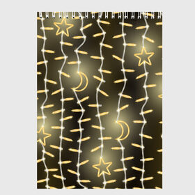Скетчбук с принтом Золотая Гирлянда в Санкт-Петербурге, 100% бумага
 | 48 листов, плотность листов — 100 г/м2, плотность картонной обложки — 250 г/м2. Листы скреплены сверху удобной пружинной спиралью | 