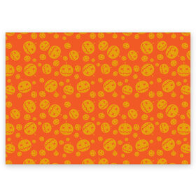 Поздравительная открытка с принтом Helloween Pumpkin - Хеллоуин в Санкт-Петербурге, 100% бумага | плотность бумаги 280 г/м2, матовая, на обратной стороне линовка и место для марки
 | Тематика изображения на принте: helloween | orange | pumpkin | оранжевый | тыквы | хеллоуин