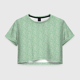 Женская футболка Crop-top 3D с принтом Узор из линий в Санкт-Петербурге, 100% полиэстер | круглая горловина, длина футболки до линии талии, рукава с отворотами | green | lines | parallel | pattern | point | зеленый | линии | параллель | точка | узор