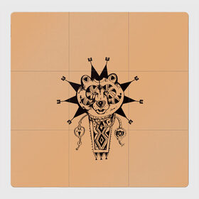 Магнитный плакат 3Х3 с принтом Медведь татем в Санкт-Петербурге, Полимерный материал с магнитным слоем | 9 деталей размером 9*9 см | амулет | знак | медведь | символика | талисман | татем | татуировки. | язычество