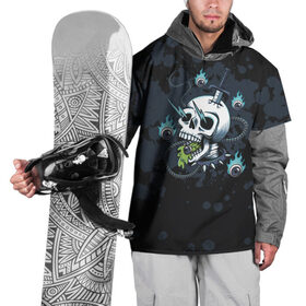 Накидка на куртку 3D с принтом Череп в шоке в Санкт-Петербурге, 100% полиэстер |  | skate | style | дизайнерское | для скейтеров | молния | скейт | скейтерское | скелет | стильное | ток | хипстерское | череп | черепа