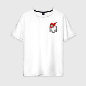 Женская футболка хлопок Oversize с принтом Карманный Санта в Санкт-Петербурге, 100% хлопок | свободный крой, круглый ворот, спущенный рукав, длина до линии бедер
 | 