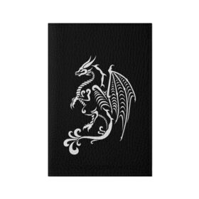 Обложка для паспорта матовая кожа с принтом Дракон тату в Санкт-Петербурге, натуральная матовая кожа | размер 19,3 х 13,7 см; прозрачные пластиковые крепления | белое на чёрном | восток | дракон | драконы | мифические существа | татуировка дракон | татуировки | узоры