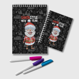 Блокнот с принтом SantaSTYLE в Санкт-Петербурге, 100% бумага | 48 листов, плотность листов — 60 г/м2, плотность картонной обложки — 250 г/м2. Листы скреплены удобной пружинной спиралью. Цвет линий — светло-серый
 | 