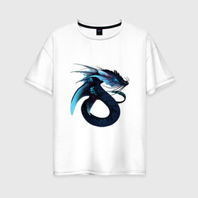 Женская футболка хлопок Oversize с принтом Морской левиафан в Санкт-Петербурге, 100% хлопок | свободный крой, круглый ворот, спущенный рукав, длина до линии бедер
 | арт | глубина | дракон | дракон глубин | инопланетянин | левиафан | рисунок | синий