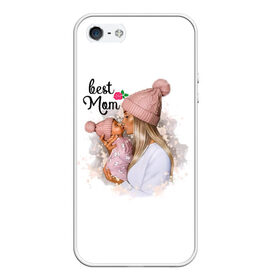Чехол для iPhone 5/5S матовый с принтом Best Mom в Санкт-Петербурге, Силикон | Область печати: задняя сторона чехла, без боковых панелей | 2021 | best mom | mom | беременность | доченька | дочка | дочке | лучшая мама | люблю маму | любовь | мама | маме | мамочка | мамочке | мамуле | мамуля | пузожитель | рождение ребенка | самая лучшая мама | семья