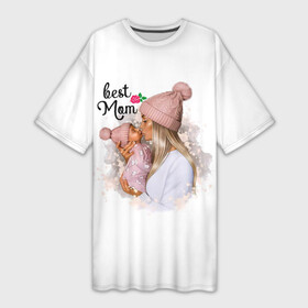 Платье-футболка 3D с принтом Best Mom в Санкт-Петербурге,  |  | 2021 | best mom | mom | беременность | доченька | дочка | дочке | лучшая мама | люблю маму | любовь | мама | маме | мамочка | мамочке | мамуле | мамуля | пузожитель | рождение ребенка | самая лучшая мама | семья