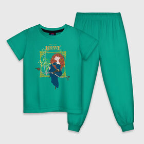 Детская пижама хлопок с принтом Храбрая Сердцем в Санкт-Петербурге, 100% хлопок |  брюки и футболка прямого кроя, без карманов, на брюках мягкая резинка на поясе и по низу штанин
 | brave | merida | pixar | vdzabma | мерида | пиксар | храбрая | храбрая сердцем