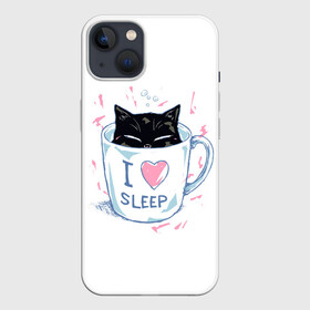 Чехол для iPhone 13 с принтом Я Люблю Спать в Санкт-Петербурге,  |  | cat | cats | coffee | i | love | nekoffee | night | sleep | вечер | жарко | зима | кот | котенок | котик | котэ | котяра | котята | кофе | кошка | люблю | любовь | нежное | нежный | ночь | сон | спать | тепло | холод | холодно | я