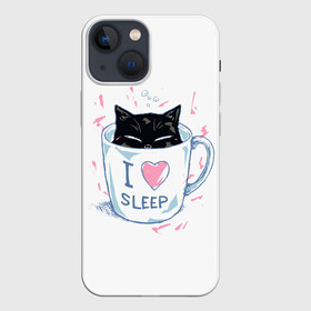 Чехол для iPhone 13 mini с принтом Я Люблю Спать в Санкт-Петербурге,  |  | cat | cats | coffee | i | love | nekoffee | night | sleep | вечер | жарко | зима | кот | котенок | котик | котэ | котяра | котята | кофе | кошка | люблю | любовь | нежное | нежный | ночь | сон | спать | тепло | холод | холодно | я