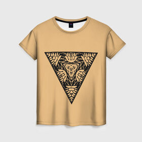 Женская футболка 3D с принтом Магический треугольник-оберег в Санкт-Петербурге, 100% полиэфир ( синтетическое хлопкоподобное полотно) | прямой крой, круглый вырез горловины, длина до линии бедер | знаки | оберег | символика | симметрия | талисман | татуировки. | треугольник | узоры