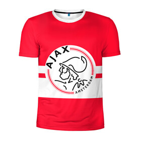 Мужская футболка 3D спортивная с принтом AJAX AMSTERDAM в Санкт-Петербурге, 100% полиэстер с улучшенными характеристиками | приталенный силуэт, круглая горловина, широкие плечи, сужается к линии бедра | Тематика изображения на принте: ajax | amsterdam | football | holland | red | sport | team | white | амстердам | аякс | гол | голландия | красный | логотип | мяч | нидерланды | полосы | спорт | футбол