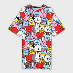 Платье-футболка 3D с принтом BT21   BTS в Санкт-Петербурге,  |  | army | bt 21 | bt21 | bts | chimmy | cooky | koya | mang | rj | shooky | tata | van | арджей | бт21 | бтс | ван | коя | куки | манг | тата | чими | шоки