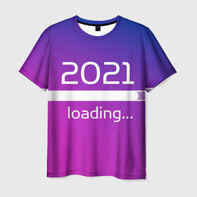 Мужская футболка 3D с принтом Новый год 2021 в Санкт-Петербурге, 100% полиэфир | прямой крой, круглый вырез горловины, длина до линии бедер | 