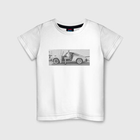 Детская футболка хлопок с принтом Porshe в Санкт-Петербурге, 100% хлопок | круглый вырез горловины, полуприлегающий силуэт, длина до линии бедер | 911 | porshe | гоночный автомобиль | девушка и авто | немецкий автомобиль | порш