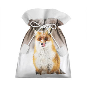 Подарочный 3D мешок с принтом Лиса в Санкт-Петербурге, 100% полиэстер | Размер: 29*39 см | animal | fox | foxy | snow | winter | животное | животные | звери | зверь | зима | лиса | лисица | мороз | рыжая | снег | снежинка