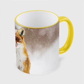 Кружка с принтом Лиса в Санкт-Петербурге, керамика | ёмкость 330 мл | animal | fox | foxy | snow | winter | животное | животные | звери | зверь | зима | лиса | лисица | мороз | рыжая | снег | снежинка