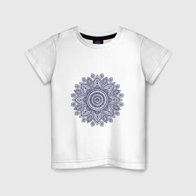Детская футболка хлопок с принтом Хнойный цветок в Санкт-Петербурге, 100% хлопок | круглый вырез горловины, полуприлегающий силуэт, длина до линии бедер | арт | вектис | вектор | рисунок | синий | хна | хной | хноя | цветок