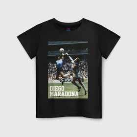 Детская футболка хлопок с принтом Диего Армандо Марадона в Санкт-Петербурге, 100% хлопок | круглый вырез горловины, полуприлегающий силуэт, длина до линии бедер | diego | maradona | maradonna | napoli | армандо | бога | диего | марадона | марадонна | наполи | ретро | рука | форма | футбол