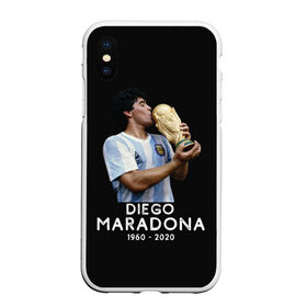 Чехол для iPhone XS Max матовый с принтом Diego Maradona в Санкт-Петербурге, Силикон | Область печати: задняя сторона чехла, без боковых панелей | 10 | 1960 | 2020 | argentina | barcelona | diego | football | legend | leo | lionel | maradona | messi | retro | rip | soccer | аргентина | барселона | бога | диего | легенда | лионель | марадона | месси | мяч | ретро | рука | форма | футбол